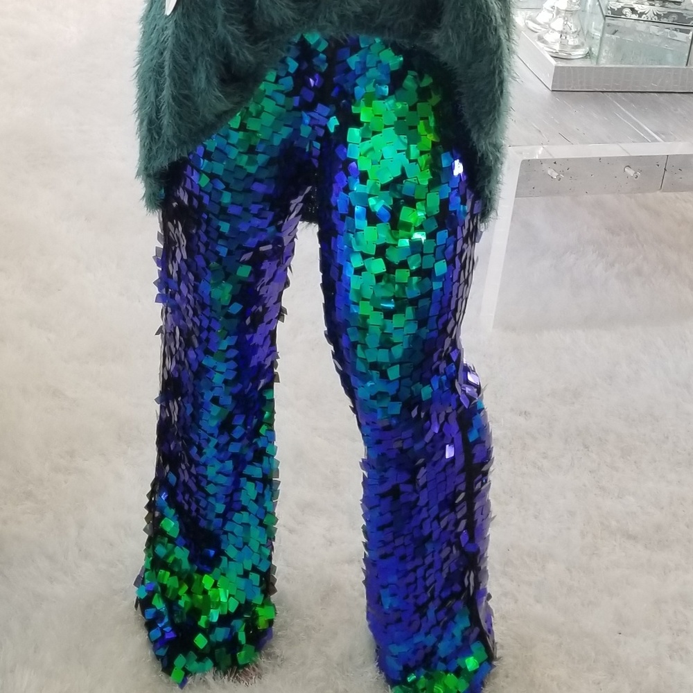 PARRY ON Green Sequin Womens Pants - Picture 4 of 4